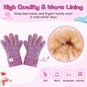 HAITHO Kids Gloves Winter for Girls Boys Cold Weather, Toddler Cute Knit Gloves with Warm Fleece Lined, Thick Thermal Double Liner Cozy Cuff Outdoor(Mix Blue)