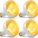 CALPALMY 4-Pack 150W Reptile Heat Lamp Bulb, UVA Daylight Basking Light for Reptiles, Bearded Dragon, Lizard, Turtle, Snake, Tortoise, Chicken – Flat Bottom Design, Long Lifespan, 120V E26 Base