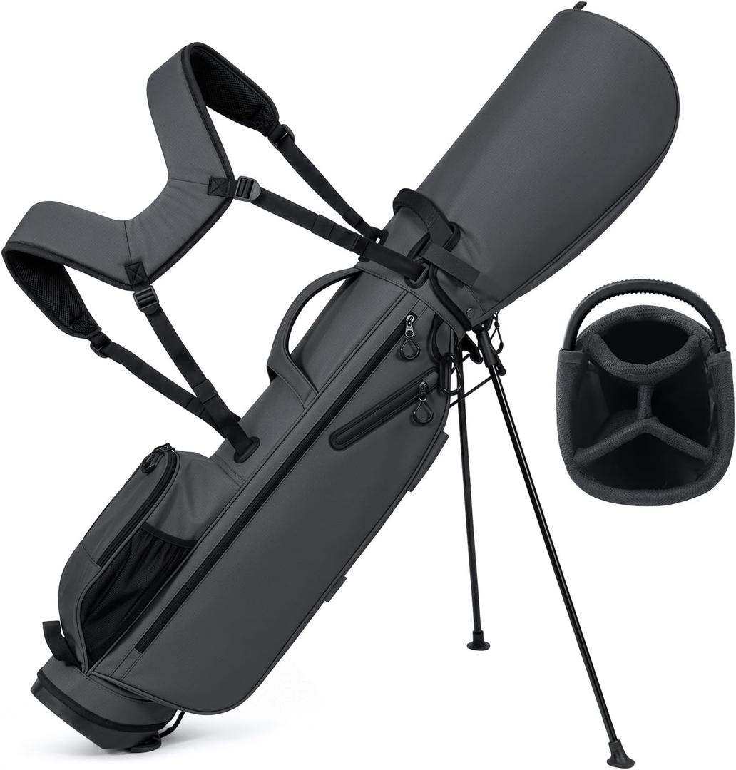 Lightweight Golf Stand Bag, 4-Way Full-Length Dividers, Holds Up to 10 Clubs, 3.7 lbs Golf Bag with Dual Straps & Stand for Driving Range, Par 3, and Standard Courses