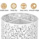 DysanVica 360 Rotating Metal Silverware Caddy - 4 Compartment Utensil Cutlery Holder Fork Spoon Napkin Organizer Flatware Storage Basket Party Countertop Buffet Picnic Camping Outdoor (White)