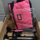 Large Rolling Cleaning Caddy Bag with Detachable Trolley, Waterproof Cleaning Caddy on Wheels for Housekeepers, Cleaning Cart Supplies Organizer for Home,Car,Office,Picnic (Pink) (in Patent) (16"L *11.8"W *13"H)