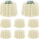 Sancua Round Tablecloth 120 Inch Diameter, 8 Pack - Circle Polyester Fabric Table Cloth for Party Reception Banquet Birthday, Washable Formal Table Cover (Fit 48-96 Inch Tables), Beige