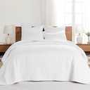 Levtex Home - Cross Stitch Bright White Bedspread Set - King Quilted Bedspread and Two King Shams - Cross Stitch Pattern - Bedspread (120x104in.) and Sham (20x36in.) - Cotton