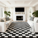 Andency 8x10 Ft Black and White Area Rug for Living Room Classic Checkered Shaggy Rug Non-Slip High Pile Soft Fluffy Rug Fuzzy Carpet Bedroom Kids Toddler Room Nursery Playroom, Cute Dorm Home Decor