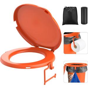 PAHTTO Portable Toilet Seat for 5 Gal Buckets, Camping Toilet Seat with Lid for Adults, Snap-on Toilet Seat with Storage Bags and Disposable Toilet Bags, Camping, Hiking, Emergency, Car, Boat