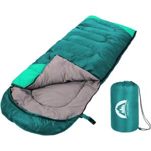 SWTMERRY Sleeping Bag 3 Seasons (Summer, Spring, Fall) Warm & Cool Weather - Lightweight,Waterproof Indoor & Outdoor Use for Kids, Teens & Adults for Hiking and Camping (Single, Emerald Green)