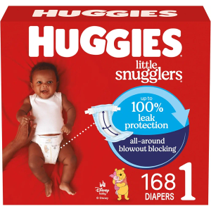 Huggies Size 1 Diapers, Little Snugglers Baby Diapers, Size 1 (8-14 lbs), 168 Count 
