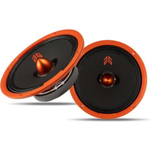 MX80E1 Midrange Loudspeaker 8" Orange Bullet, 560W Max, 6 Ohms, Premium Quality Audio Door Speakers for Car or Truck Stereo Sound System, Orange (2 Speaker)