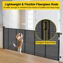 Reinforced 42 Tall x 130 Extra Wide Retractable Baby Gates Extra Tall Pet Gate for Wide Openings Long Dog gate with Rods to Prevent Crawling Through, Dog Gates for Doorways Indoor Outdoor, Black