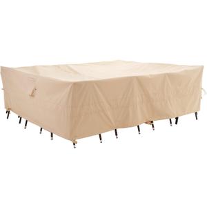WJ-X3 Large Rectangular Outdoor Table Cover Waterproof, Heavy Duty Patio Furniture Set Cover UV-Resistant, Lawn Sectional Set Cover, High Wind Resistant, Anti-fading 126Wx 84Dx 31HInches, Beige