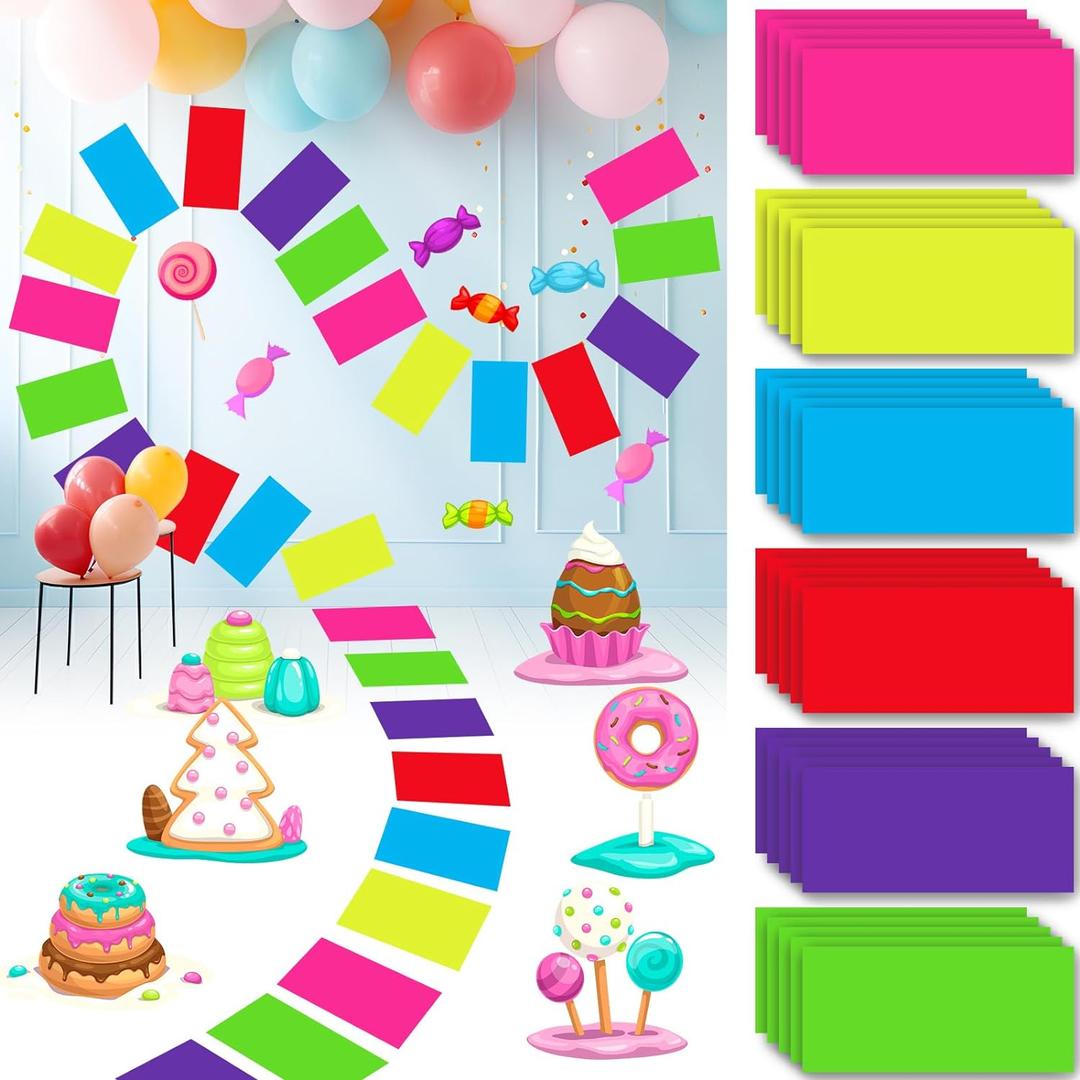 Skyygemm Colorful PVC Floor Stickers Candy Donut Theme Land Runway Rug Hallway Runner Rug Party Decoration for Halloween Trunk or Treat Car Decor(30 Pcs,7.9 x 4.7 Inch)