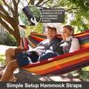 CHULIM Brazilian Double Hammock with Tree Straps,Extra Large 94x63IN,2 Persons Hammock for Backyard Patio Outdoor and Indoor,450lbs Weight Capacity,Soft Woven Cotton Fabric - Coffee Stripe