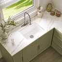 Enbol White Undermount Kitchen Sink -24 inch Undermount Porcelain Kitchen Sink Single Bowl Kitchen Sinks with Strainer PU2318