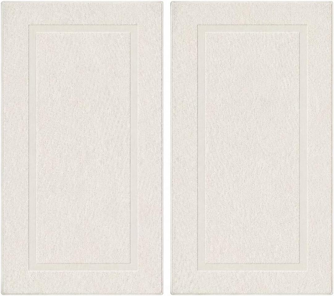 SALBAKOS 100% Turkish Cotton Bath Mat Towel Set of 2 Piece Ivory | 20x34 in Large Bath Mats | Luxury Hotel Quality, Thick, Absorbent, Quick Dry Bathmats | Made in Turkey (Ivory, 2 Bath Mats)