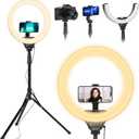 UBeesize 14'' LED Foldable Ring Light with 62'' Tripod Stand, Selfie Ring Light for Video Recording, Live Streaming, TikTok & YouTube, Compatible with iPhone & Android (Black)