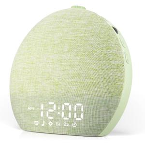 Sunrise Alarm Clock White Noise Sound Machine for Bedroom | Natural Wake-Up Light with 30 Soothing Sleep Aids, Bluetooth Speaker, Dimmable Clock, Screen-Free Design for Baby Adults Kids-Green