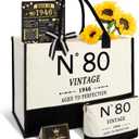 YeohJoy 80th Birthday Gifts for Women Canvas Tote Bag Travel Gear, Unique 80 Years Old Gifts for Wife Mom Sister Aunt Friends Her, Vintage N80 Handbag & Cosmetic Bag & Back in 1946 Poster