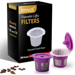 300 Count Disposable Paper Filter with 2 Pack Reusable K Cups Coffee Pods,Compatible with Keurig 2.0 and 1.0 Coffee Maker (300+2 Kcups, Black box)