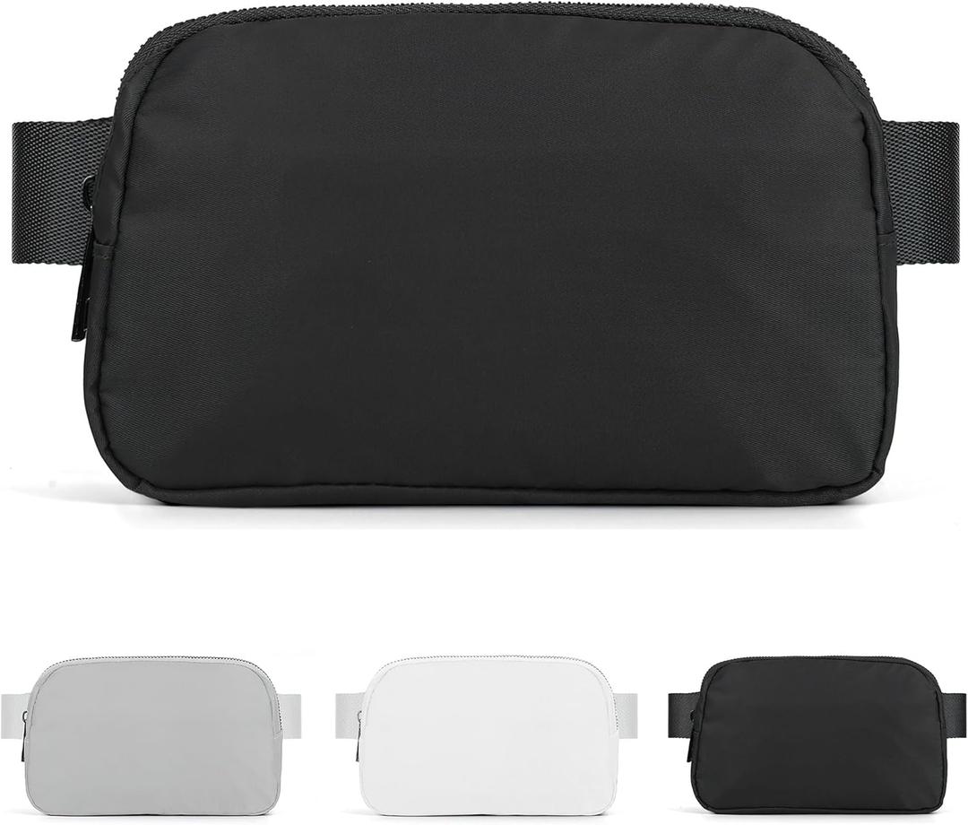 Fanny Pack Black Belt Bag for Women and Men, Fashionable Waterproof Waist Pack with Adjustable Strap for Traveling, Hiking, Jogging, Cycling （Black）