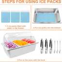 Countertop Food Serving Display Container with Clear Roll Top Cover, Catering Supplies Buffet Display, Perfect Salad Bar Buffet Station for Home and Catering Supplies, Cold Food Buffet Server(3 Pan), 21" x 13" x 13"