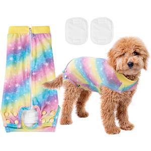 Leekalos Recovery Suit for Dogs After Surgery,Soft Breathable Dog Bodysuit Surgical Recovery Suit,Male Female Dog Neuter Spay Suits Anti Licking Wounds Jumpsuits for Small Medium Large Dogs (Rainbow)