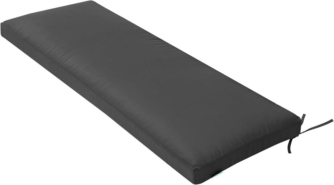 QILLOWAY Indoor/Outdoor Bench Cushion, Thick Upholstery Foam Couch Swing Pads with Ties, 48-Inches, Dark Grey QILLOWAY Indoor/Outdoor Bench Cushion, Thick Upholstery Foam Couch Swing Pads with Ties, 48-Inches, Dark Grey