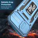 for iPhone 15 Pro Phone Case iPhone 15 Pro Case with Slide Camera Cover Protective with Ring Stand, Heavy Duty Shockproof Rugged Bumper for iPhone 15Pro Case-Light Blue