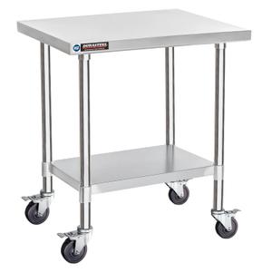 DuraSteel 24x30 NSF Stainless Steel Cart - Heavy Duty Rolling Food Prep Table with Undershelf - Metal Utility Cart for Commercial Restaurant Kitchen, Laundry, Grill Stand of Pizza Oven