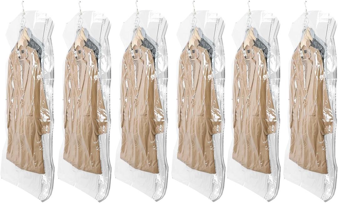 TAILI Hanging Vacuum Sealer Storage Space Saver Bags for Clothing, Suits and Jackets, Closet Organizers, 6 Pack Jumbo Clear