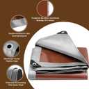 16Mil Tarps Heavy Duty Waterproof 16x20 Finished Size, Large Outdoor Multipurpose Protective Cover (Silver/Brown)