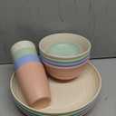 Wrova Wheat straw plates and bowls sets of 16 - Unbreakable wheat straw dinnerware sets for kids - Alternative plastic dinnerware set service for 4 - Microwave safe and Dishwasher safe bowls. Nordic