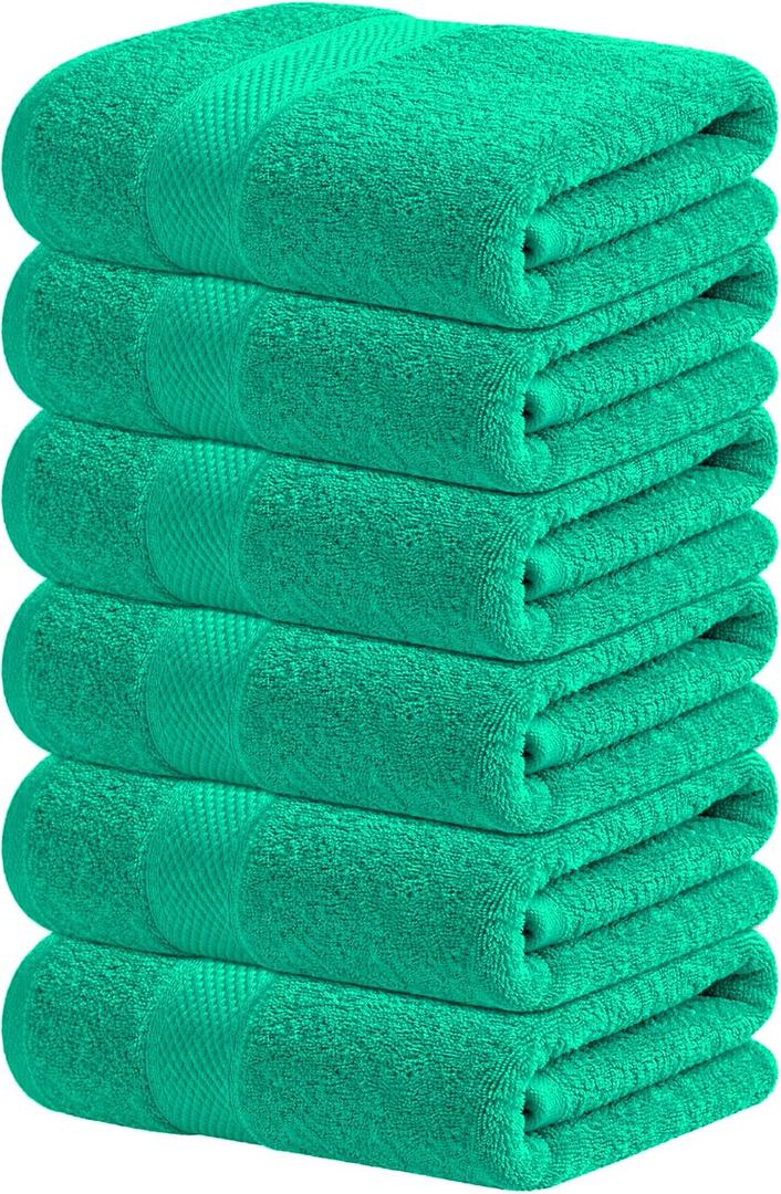 Infinitee Xclusives Green Hand Towels for Bathroom - Set of 6 (16x28 inches) 600 GSM, 100% Cotton Ultra Soft, Quick Drying, Hotel Quality Hand Towel Set (Vivid Green)