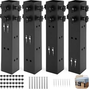 4 Pack Carbon Steel Dorm Bed Risers, 3.15" Diameter Metal Bed Riser