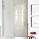 NICETOWN Linen Blend Small Window Curtains for Classroom Kitchen Cafe Basement Easy Installed Door Window Curtain for Privacy, Light Filtering Tie Up Shade, 1 Panel, W26 x L50 inches Long, Linen