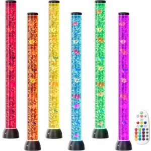 Wankeer Large 4FT Sensory Bubble Tube Lamp, Remote Control Bubble Fish Lamp with 16 Color Changing Effects & 8 Floating Fishes, Sensory Aquarium Mood Light for Autism, ADHD, Stress & Anxiety Relief