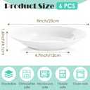 Pasta Bowls Set of 6, 9 Inch Serving Bowl, 27 oz White Porcelain Salad Bowls, Large Pasta Bowl for Soup, Kitchen, Dinner, Microwave and Dishwasher Safe