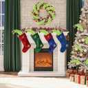 12Pcs 17inch Christmas Tree Topper Decorations Curly Stems Red Ball Ornaments Furry Lime Green Christmas Monster Tree Picks Accessory for Indoor Christmas Home Wreath Craft Supplies