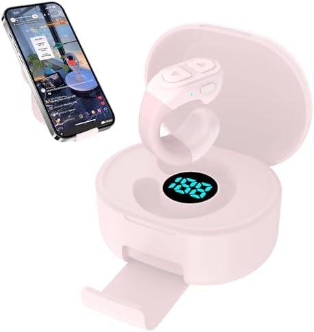 Scrolling Ring for TikTok, Remote Control Page Turner for Ebook Reading, Bluetooth Page Turner Clicker for Kindle App, Wireless Camera Video and Photo Remote Shutter for iPhone, iPad, Android -Pink