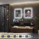 Keonjinn 24" x 30" Lighted Mirrors for Bathroom Wall with Bluetooth Speaker, Frontlit & Backlit LED Bathroom Mirror, Bluetooth Mirror Bathrooms with Dimmable 3-Color Lights, Tempered Glass, Anti-Fog