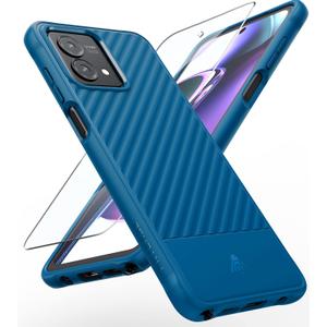 FNTCASE for Motorola Moto G-Stylus-5G 2023 Case: Slim Soft Textured Cell Phone Cover Shockproof with Tempered Glass Screen Protector Protective Protection - Moto G Stylus 5G Case 2023 (Navy Blue)