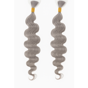 Habiliana Curly Grey Human Braiding Hair 2 Bundles Total 100g 20 Inch Grey Bulk Bundles Braiding Brazilian Virgin Curly Human Hair Extensions for Boho Braids