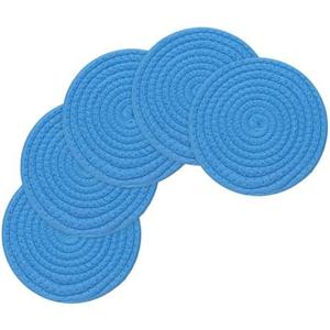uxcell 8 Inches Trivets for Hot Dishes, Heat Resistant Lake Blue Trivets for Hot Pots and Pans, 5 Pcs Cotton Hot Pads Coasters Mat for Countertops, Cooking