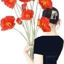 6PCS Long Stem Poppy Flowers Artificial 41.3in Faux Poppy Flowers Silk Flowers for Tall Vase Wedding Party Office Decor(OrangeRed)