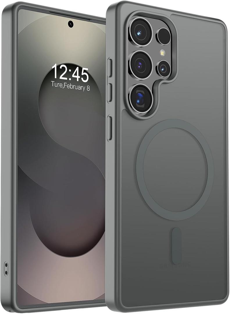 SUPFINE Magnetic for Samsung Galaxy S25 Ultra Case(Compatible with MagSafe) (Military Grade Drop Protection) Slim Translucent Shockproof Phone Case,Titanium Gray