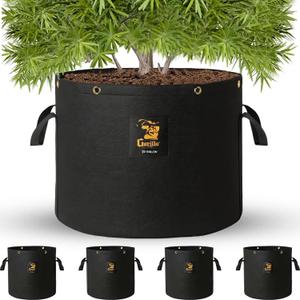 GorillaGrow Tent Gorilla 20 Gallon Fabric Grow Bags  Thick 600g Fabric, BPA-Free, Reinforced Handles & Metal Grommets for Indoor/Outdoor Plants, Air Pruning Pots for Bigger Yields - 4 Pack