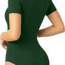 MANGOPOP Round Neck Long Sleeve Short Sleeve Bodysuits for Women Basic Body Suit Shirts Tops (X-Large)