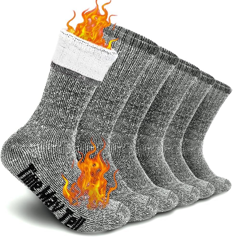 Time May Tell Mens Merino Wool Hiking Cushion Socks Thermal Warm Crew Winter Boot Socks Pack (2/4 Pair,6-13 Size) (5-9)