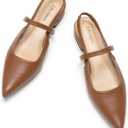 C.Paravano Women's Slingback Flats & Heels - Pointed Toe, Ankle Strap, Comfortable Leather Dress Shoes (8)