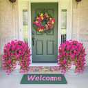 MARTINE MALL 4 Pcs Look Real Artificial Flowers for Outdoors, Realistic Artificial Hanging Flowers for Outdoors, UV Resistant Fake Hanging Plants Silk Petunia Faux Flowers for Porch Patio, Fuchsia