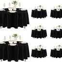 Fitable 8 Pack Round Tablecloths: Stain Resistant Wrinkle Free Circle Table Clothes, Washable Reusable Polyester Table Covers for Wedding Party Birthday Banquet Reception(Black, 84 Inch)